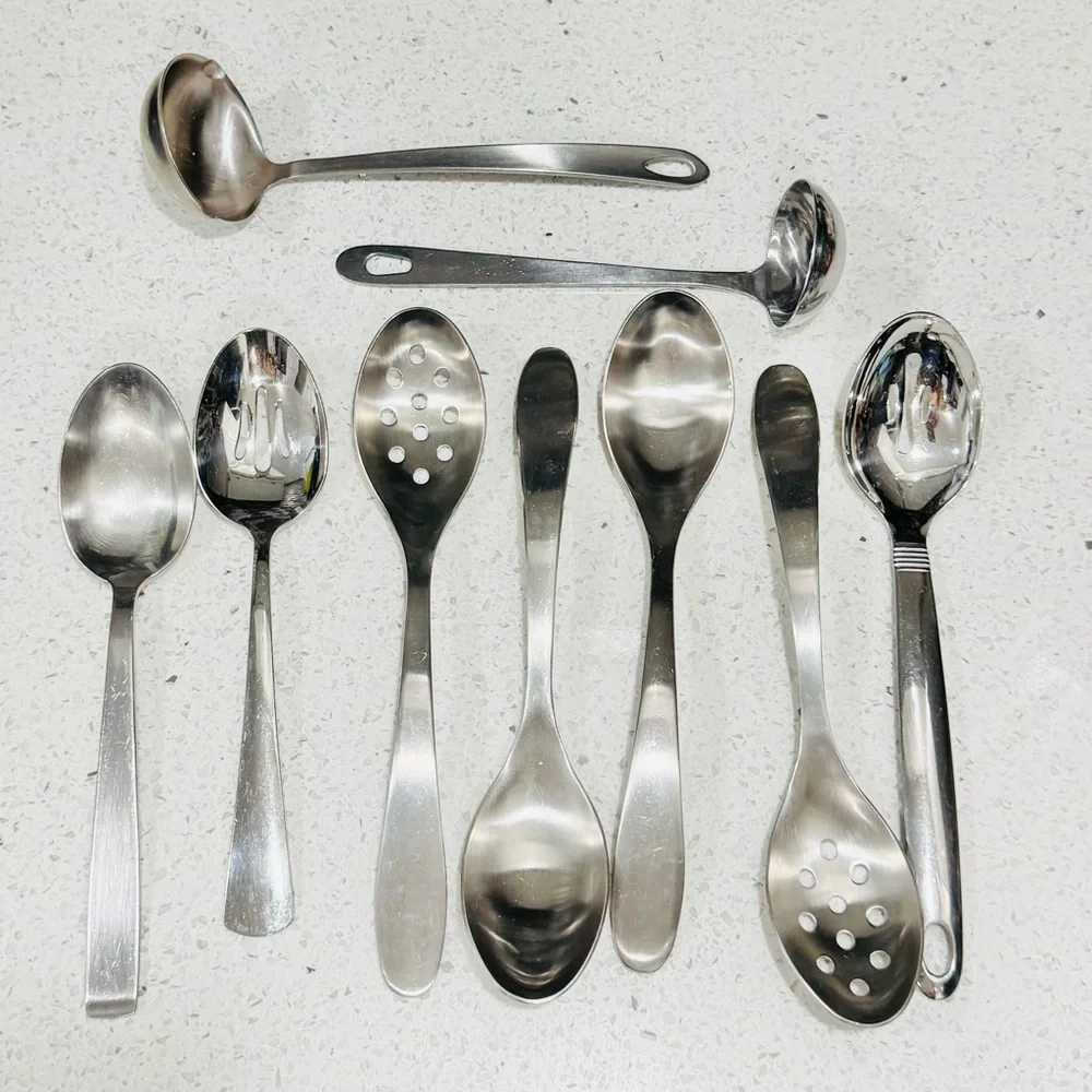 Oneida silverware mix 9 Piece Mixing serving spoons Stainless Steel